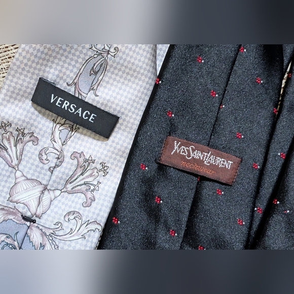 Lot of 2 Designer Ties | Versace and Yves Saint Laurent Silk Men's - Picture 2 of 5